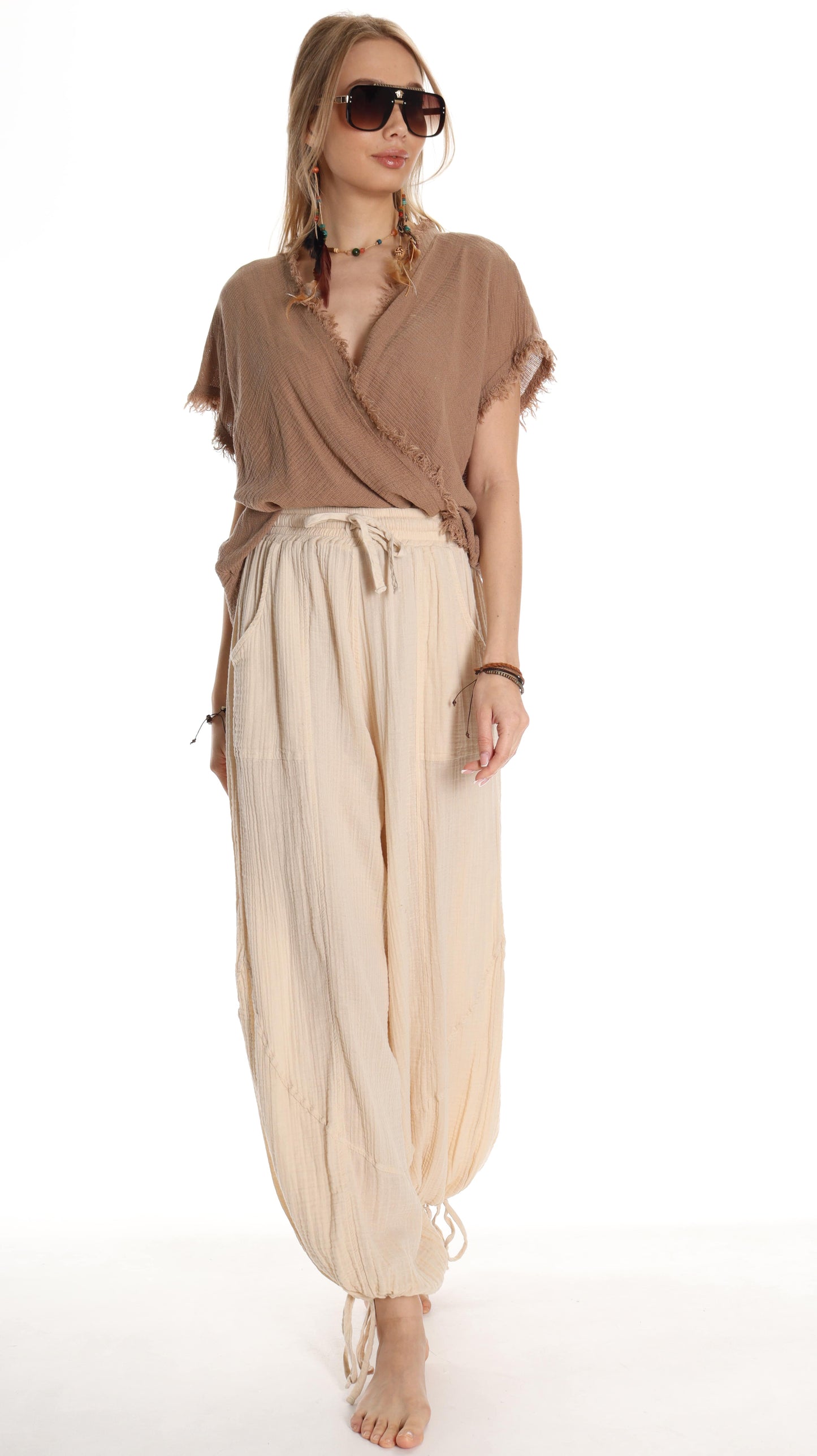 Handmade Boho Cotton Harem Pants: Perfect for Resort Wear - Miyawfashion Miyawfashion