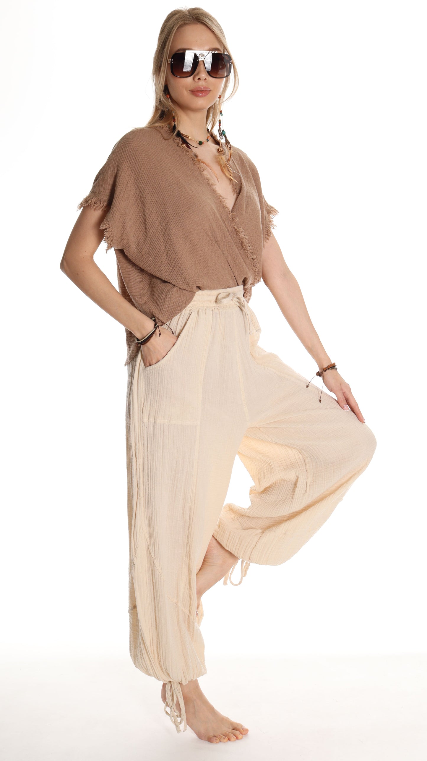 Handmade Boho Cotton Harem Pants: Perfect for Resort Wear - Miyawfashion Miyawfashion