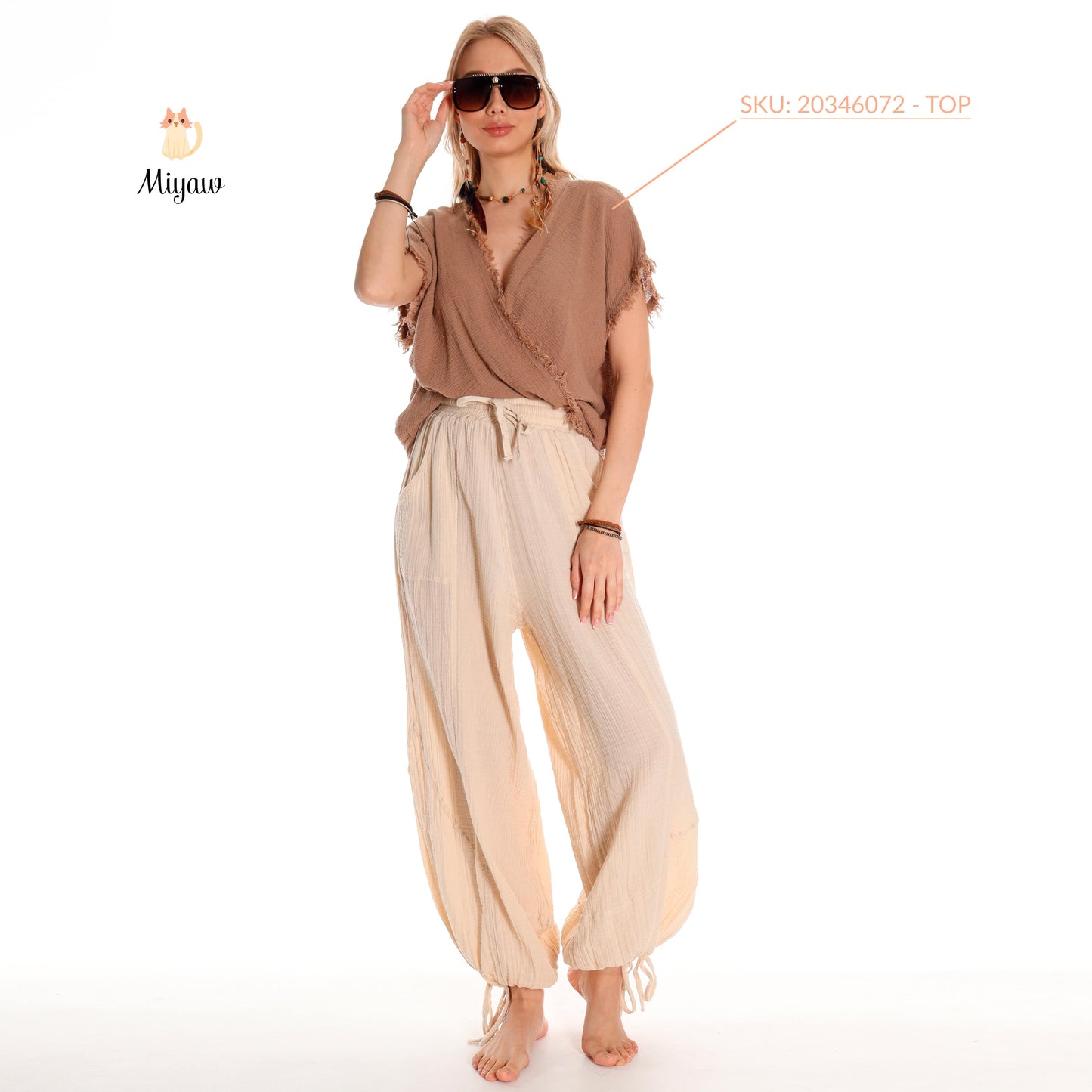 Handmade Boho Cotton Harem Pants: Perfect for Resort Wear - Miyawfashion Miyawfashion