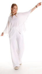 Handmade Organic Cotton Boho Top with Bat-Wing Sleeves - Miyawfashion