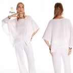 Handmade Organic Cotton Boho Top with Bat-Wing Sleeves - Miyawfashion
