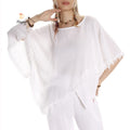 Handmade Organic Cotton Boho Top with Bat-Wing Sleeves - Miyawfashion