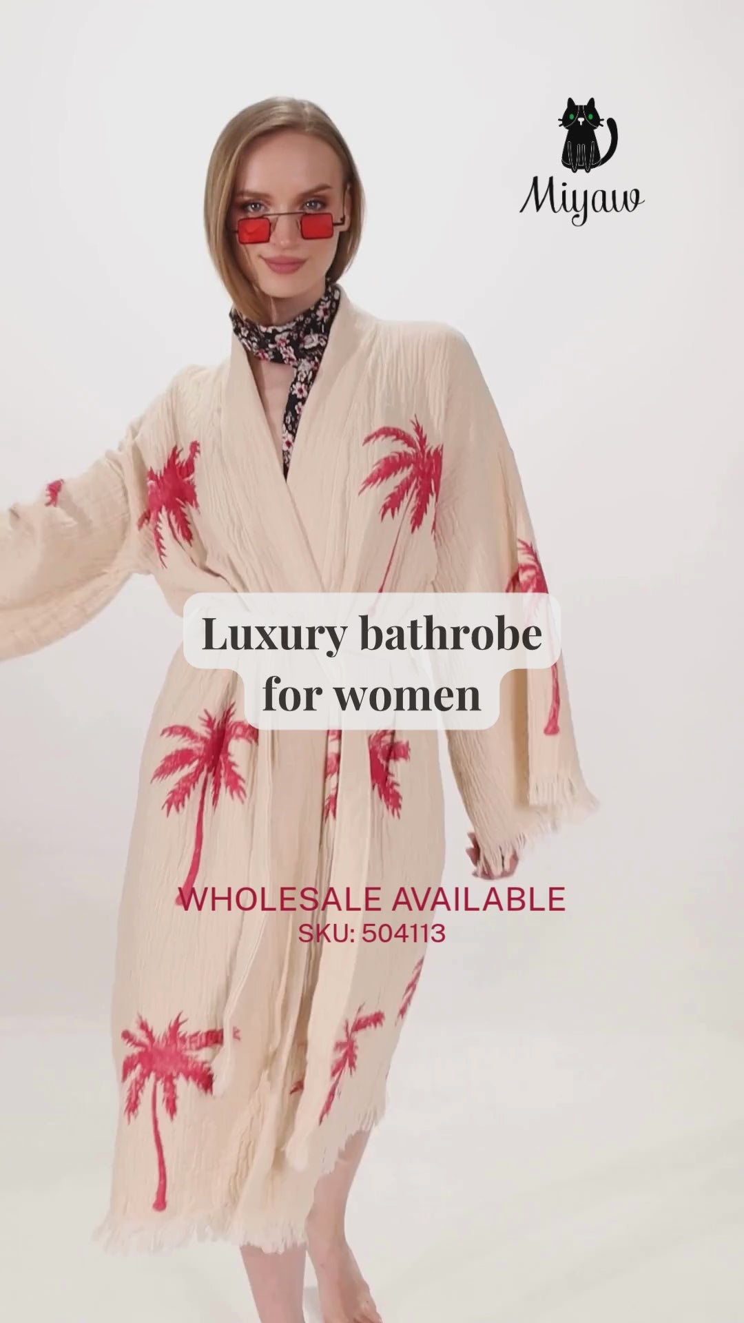 Red Palm Tree Kimonos – Soft Cotton Kimono Robe for Effortless Style