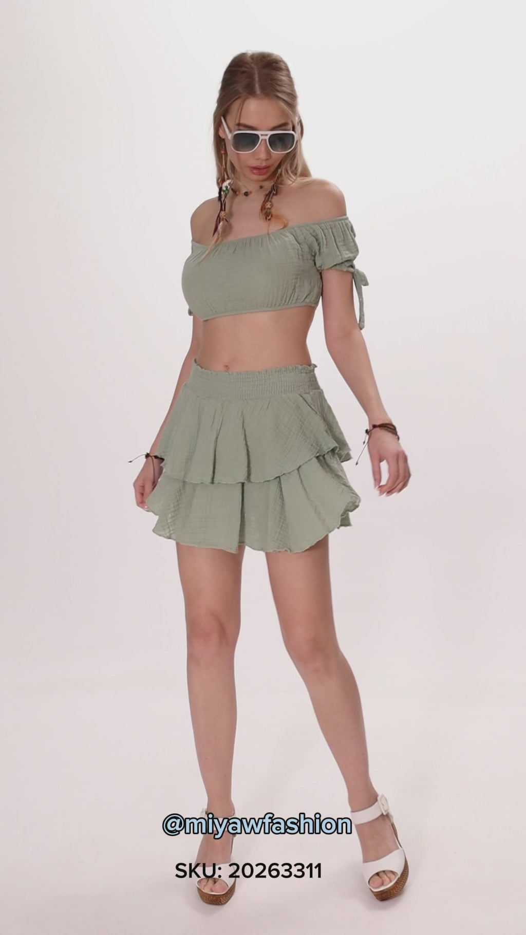 Handmade Organic Cotton Mini Skirt and Crop Top Set