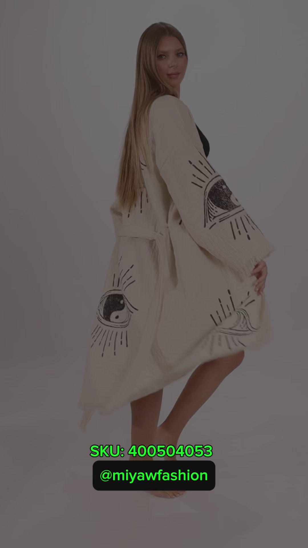 Handcrafted Ying Yang Symbol Kimono Made of Organic Cotton