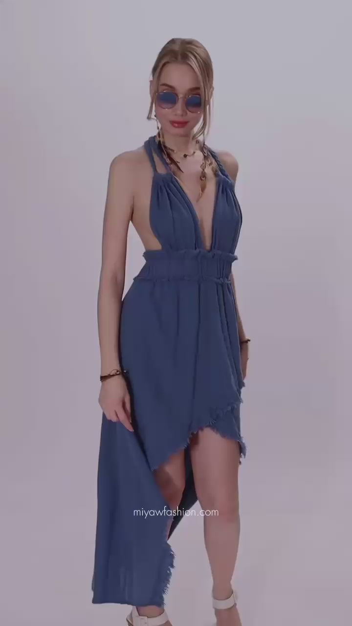 Boho Goddess Maxi Dress for Resort, Made of Cotton