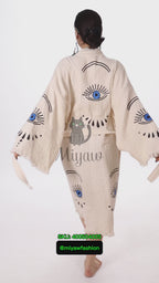 Long Sleeve Boho Beach Kimono Robe made of Organic Cotton