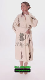 Handcrafted Cotton Kimono Robe with Arab Girl Carrying Water Design