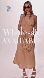 Boho Chic Sleeveless Open Back Maxi Dress for Summer