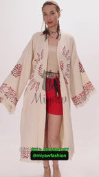 Boho Organic Cotton Mandala Stamped Bathrobe for Beach & Home