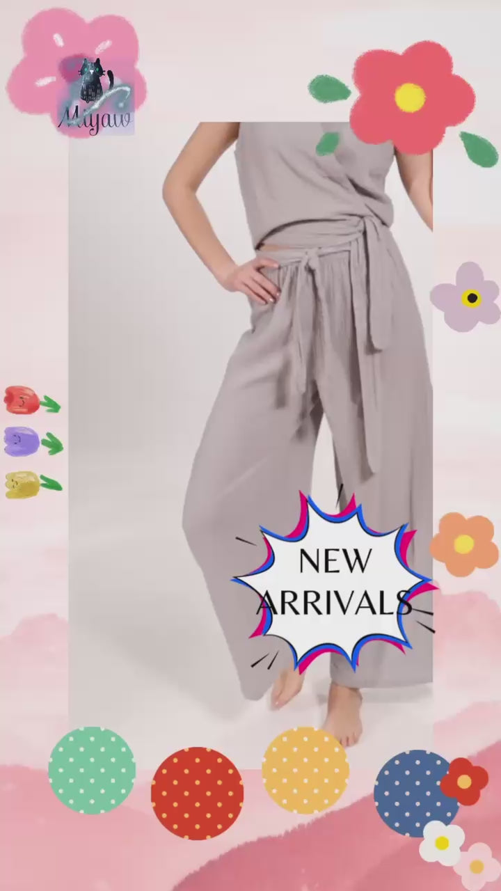 Bohemian Wide-Leg Cotton Pants for Women