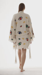 Bulk Organic Cotton Handcrafted Colorful Eyes Kimono