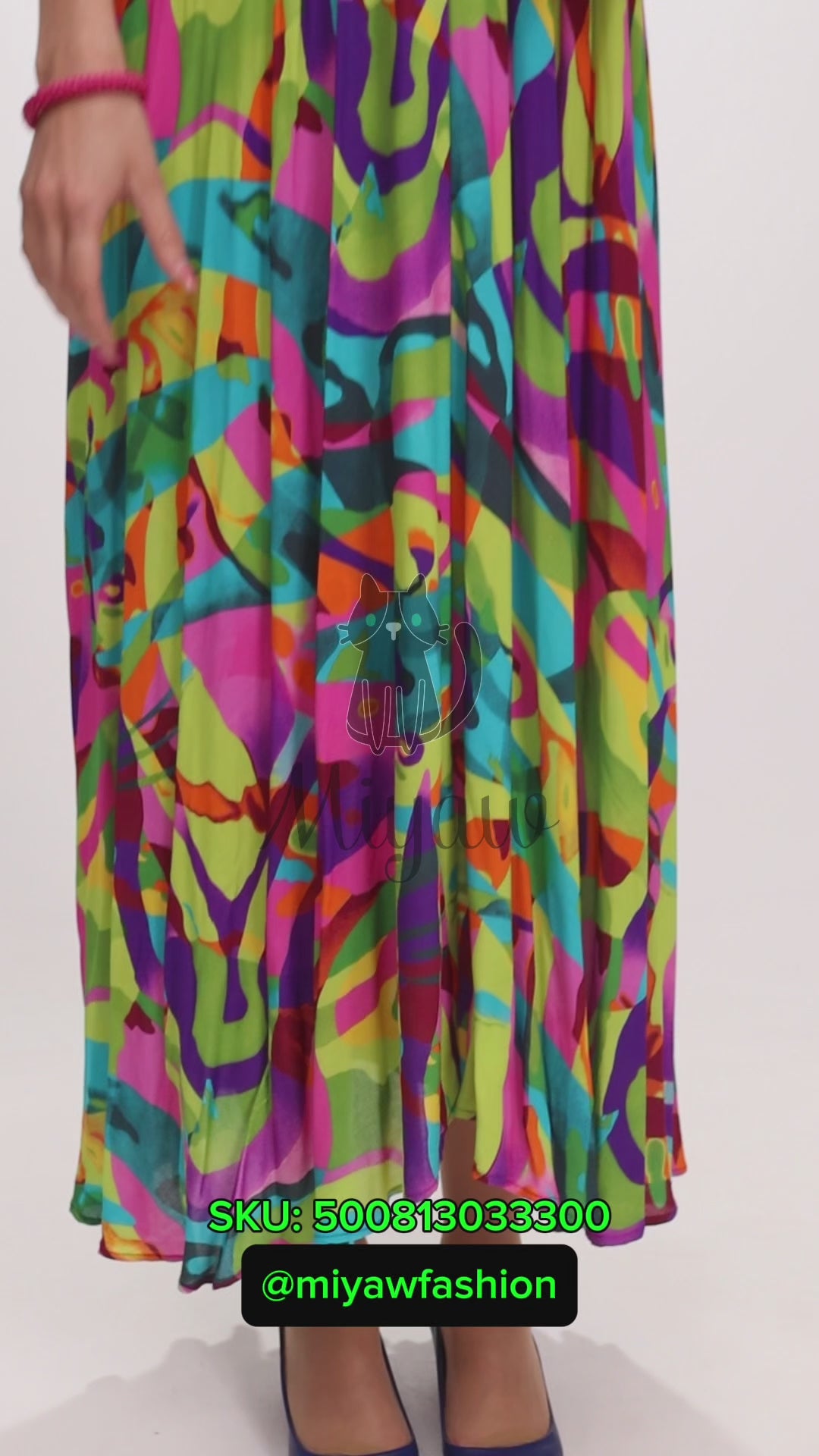 Colorful Sleeveless Maxi Dress with Open Back Detail - Summer Dress