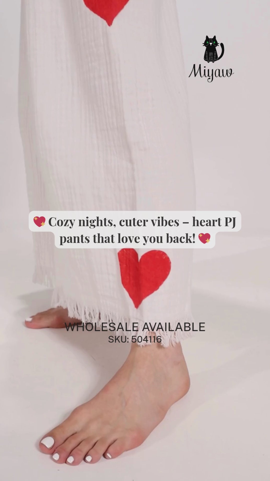 Cotton Heart PJ Pants – Cozy Pajama Bottom for Women