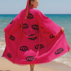 Evil Eye Pink Swim Caftan Cover Up – Organic Cotton